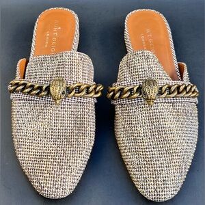 KURT GEIGER LONDON Chelsea Loafer Mule Textile & Leather Upper Women's Size 9 US